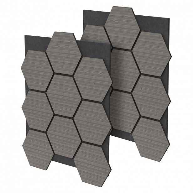 ML-DESIGN AKUSTICKÝ PANEL z pravého dřeva, sada 2 ks, šedý, šestiúhelníkový