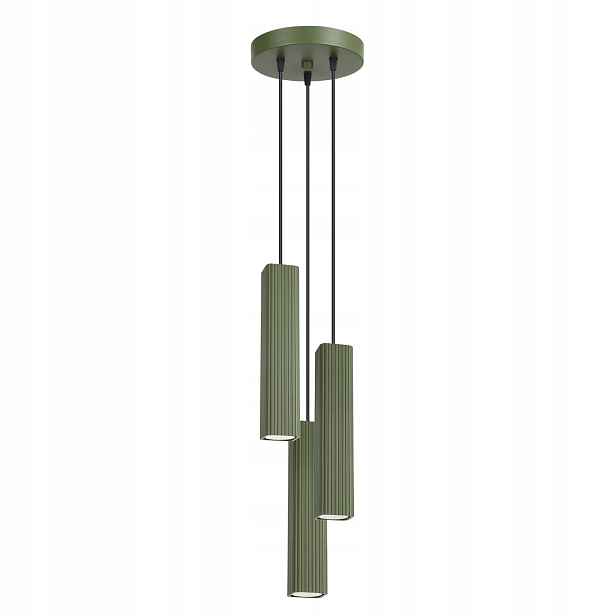 Sollux Lighting Rayo závěsná lampa olivová rýhovaná 3xGU10 10W