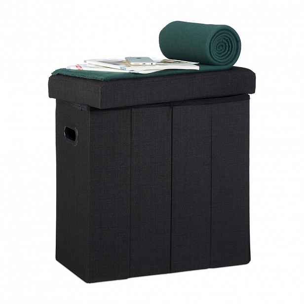 Relaxdays TABURET Černá skládací s úložným prostorem 49,5 cm