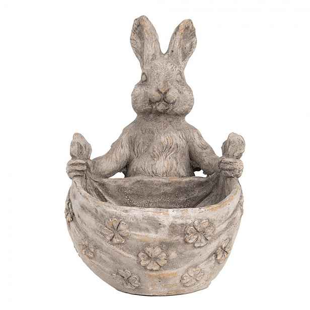 Dekorace cementový květináč králík se šátkem - 20*24*31 cm Clayre & Eef