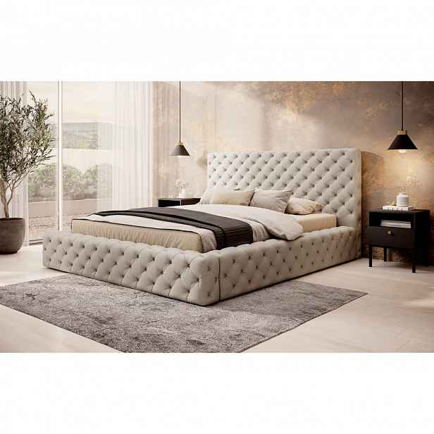 Postel PRINCCE 160 Eltap Softis 33 - béžová (imitace kůže)