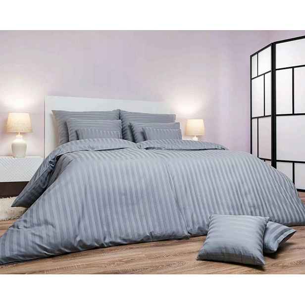 Povlečení atlas grádl 2,5 cm šedý 140x200, 70x90 cm II.jakost