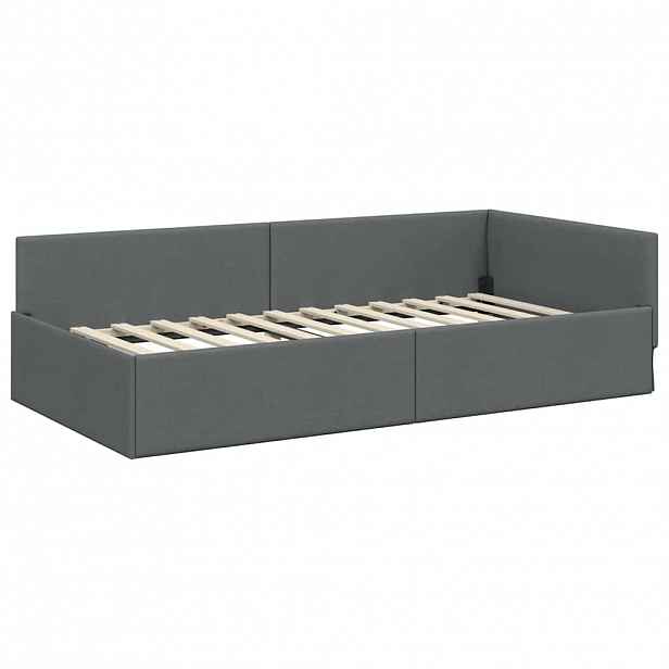 vidaXL Rohový rám postele Tmavě šedá 100 x 203 cm textil