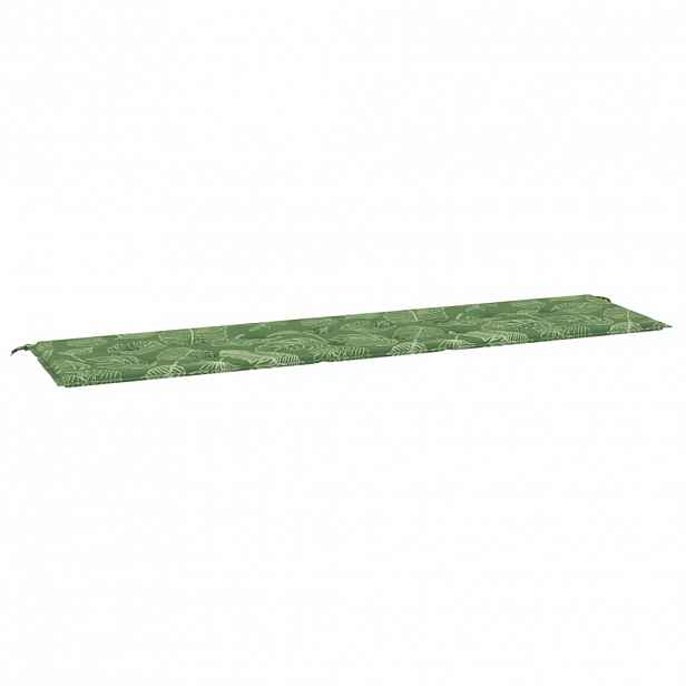 vidaXL Poduška na zahradní lavici vzor listů 200x50x3 cm textil