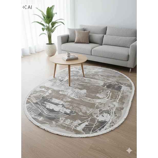 Koberec oválný do obývacího pokoje 240x340 cm, vícebarevný, měkký vlas, plyšový