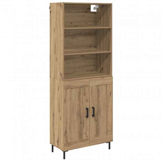 vidaXL Vysoký bufet Artisanový dub 69,5 x 34 x 180 cm Kompozitní dřevo