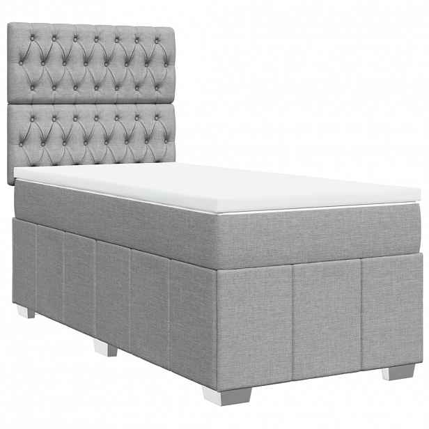vidaXL Box spring postel s matrací světle šedá 80 x 200 cm textil