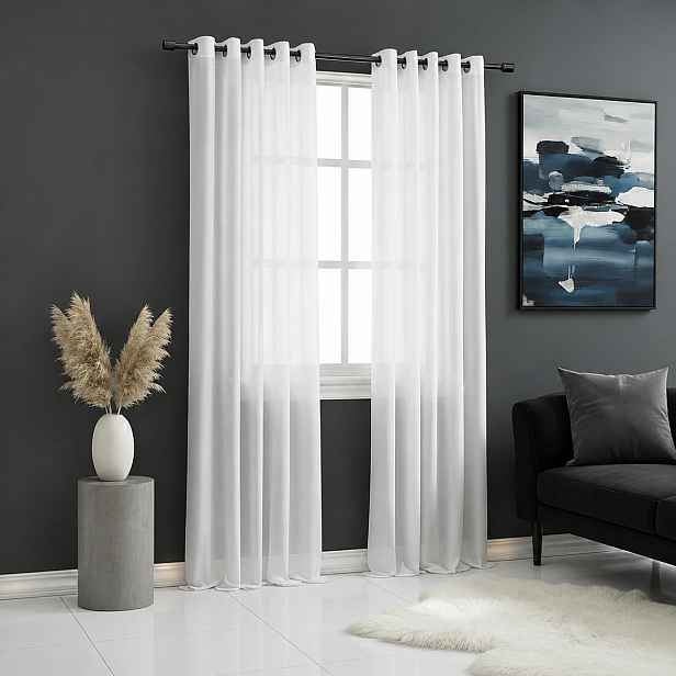 Dekorační dlouhá voálová záclona s kroužky EDEN bílá 145x260 cm MyBestHome set 2 kusy