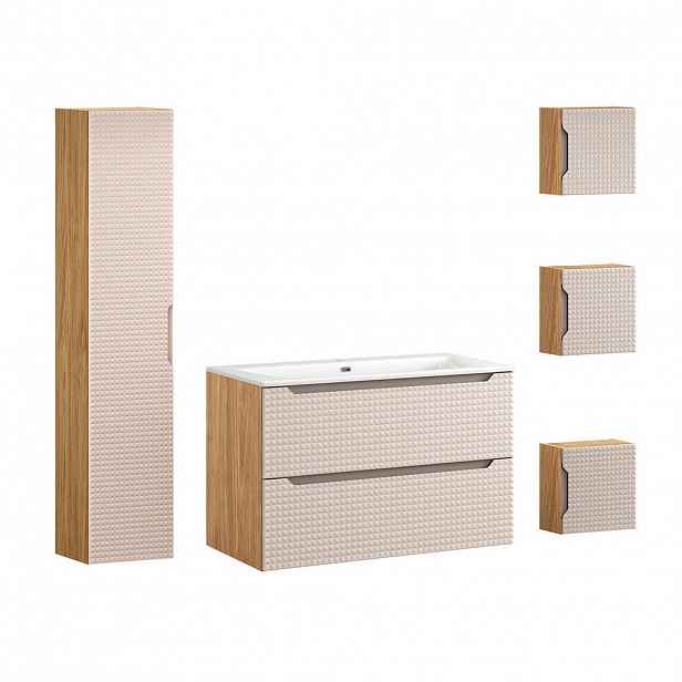 Petits-meubles KOUPELNOVÝ NÁBYTEK 91cm Mallory 2er-Set Béžová a dřevo