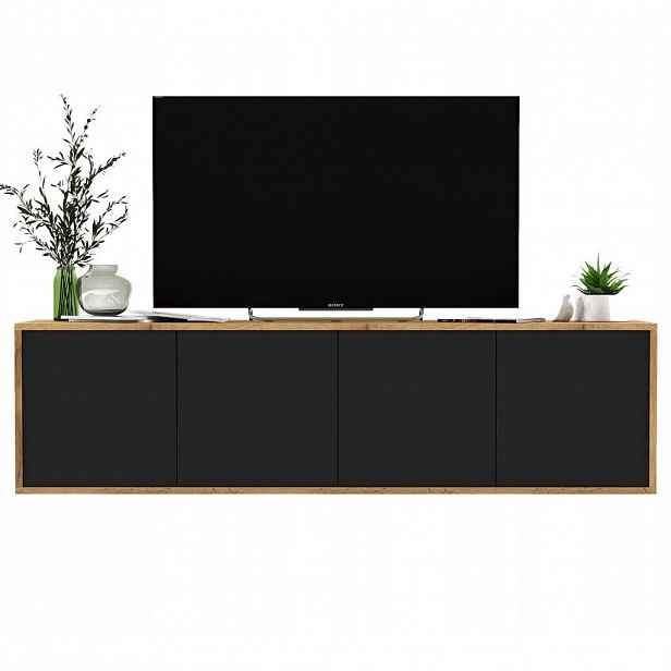 Meble Lindner TV stolek Apollo2 dub Wotan / černá matná 150 cm