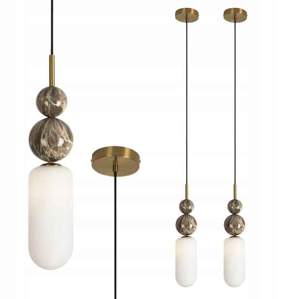 Sada 2 x Maxlight Závěsná lampa Nova Zlatá 1xG9 7W Skleněné Stínidlo Kuličky