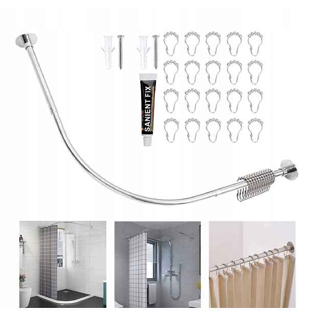 Sprchová tyč oblouková, rohový, nastavitelný 70-95 cm pro vany a sprchové vaničky