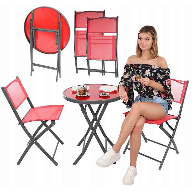Sada zahradního nábytku Skládací set Stolek 2x Křeslo na Terasa Balkon