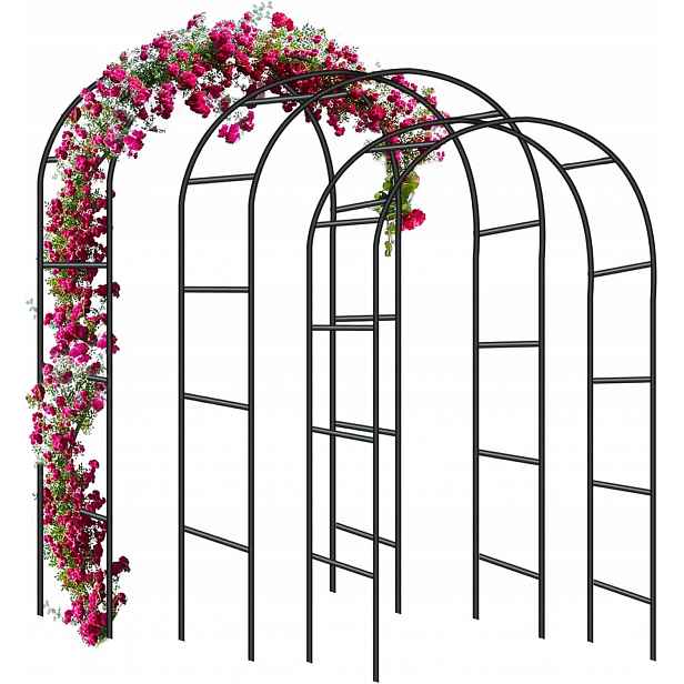 Kovová Pergola 3 Ks 240 CM, Oblouk Na Růže, Černá
