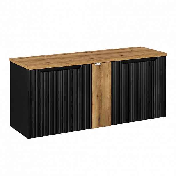 Petits-meubles SKŘÍŇKA POD UMYVADLO 140cm Riva Černá a dřevěná