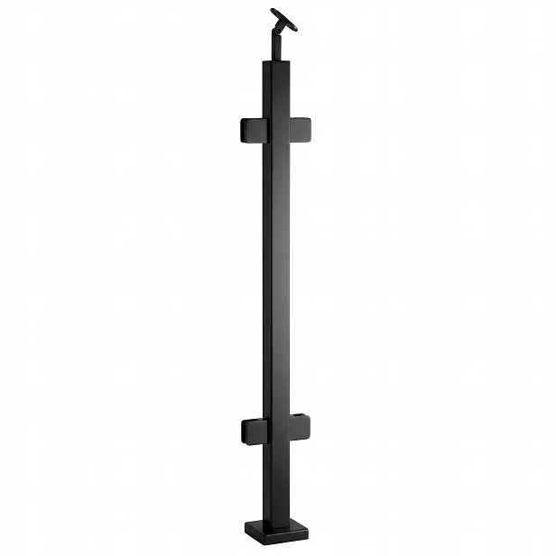 Průchozí sloupek pro skleněné zábradlí 100 cm Černý 40x40 mm Loft