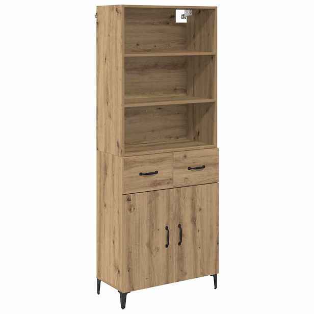 vidaXL Vysoký bufet Artisanový dub 69,5 x 34 x 180 cm Kompozitní dřevo