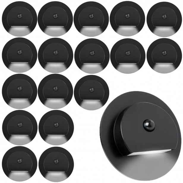 18 X Černá Led Schodišťová Lampa, Schodišťové Osvětlení, Senzor Pohybu Soumraku