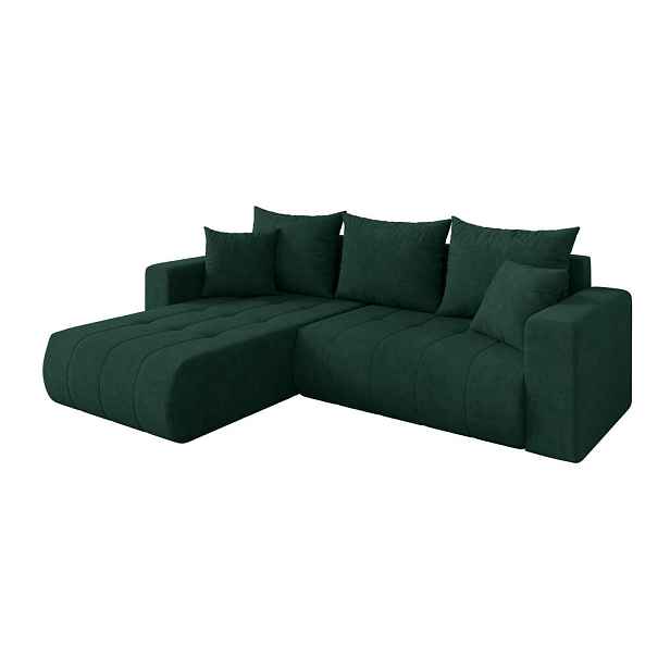 ALTDECOR ROHOVÁ SEDAČKA s funkcí spaní, otoman vlevo MILA-L 277x194x86 zelená velur