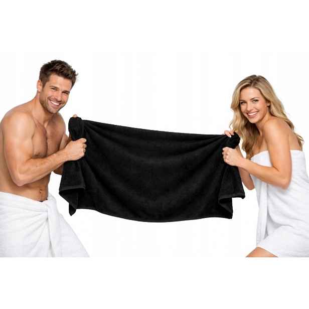 Černý Ručník Hotel Spa Koupelový Hrubý Ručník 600g 70x140