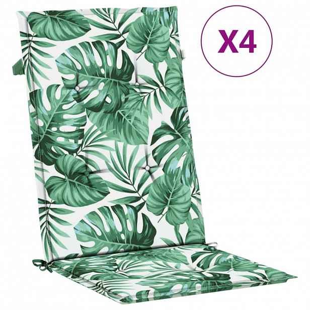 vidaXL Podušky na židli s vysokým opěradlem 4 ks vzor listů textil