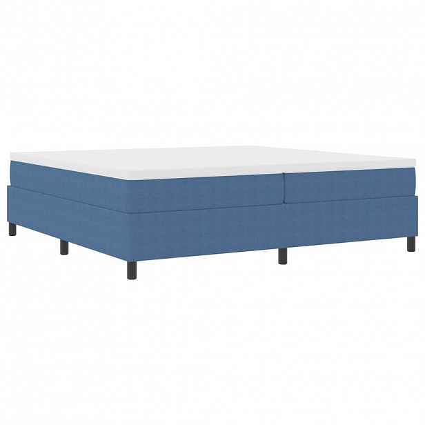 vidaXL Postel s boxspringem Modrá a bílá 200 x 200 cm Žebrovaná látka