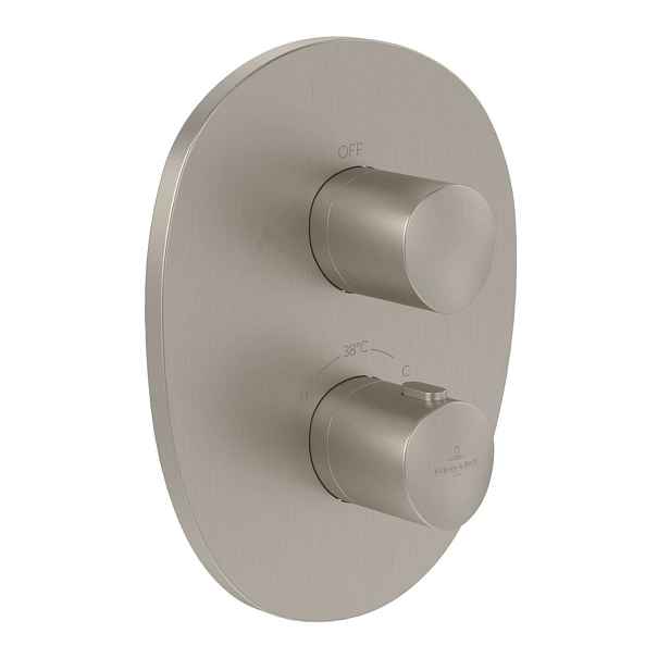 Villeroy & Boch Antao - Termostatická baterie pod omítku, pro 2 spotřebiče, s tělesem, matný kartáčovaný nikl TVS11100200064