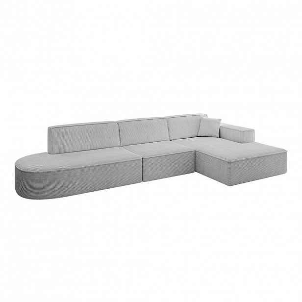 ALTDECOR ROHOVÁ SEDACÍ SOUPRAVA s otomanem vpravo IREA-L2-v4 – 327 x 165 x 77 cm šedá