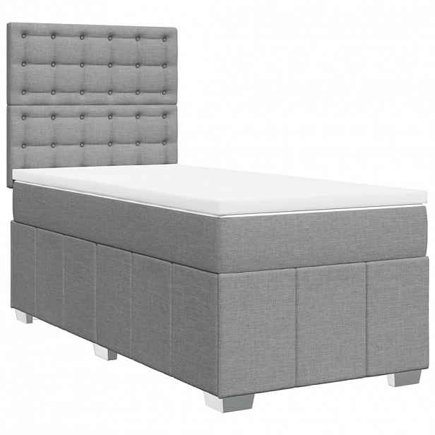 vidaXL Box spring postel s matrací světle šedá 80 x 200 cm textil
