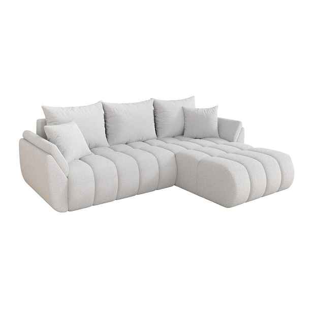 ALTDECOR ROHOVÁ SEDAČKA s funkcí spaní, otoman vpravo TOKO-L-v1 277x194x86 bílá bouclé