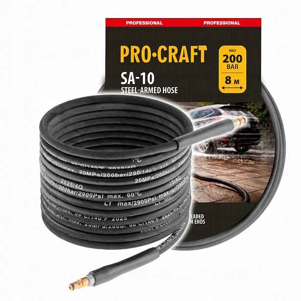 Armovaná hadice (oboustranný závit) Procraft SA-10, 8m
