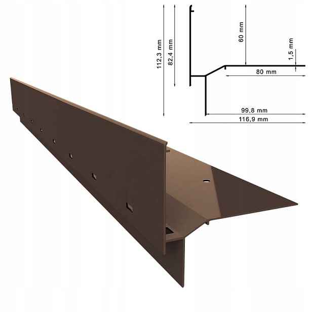 Balkonový Terasový Okapový Profil Renoplast W60 Hnědý Ral 8019 200 CM