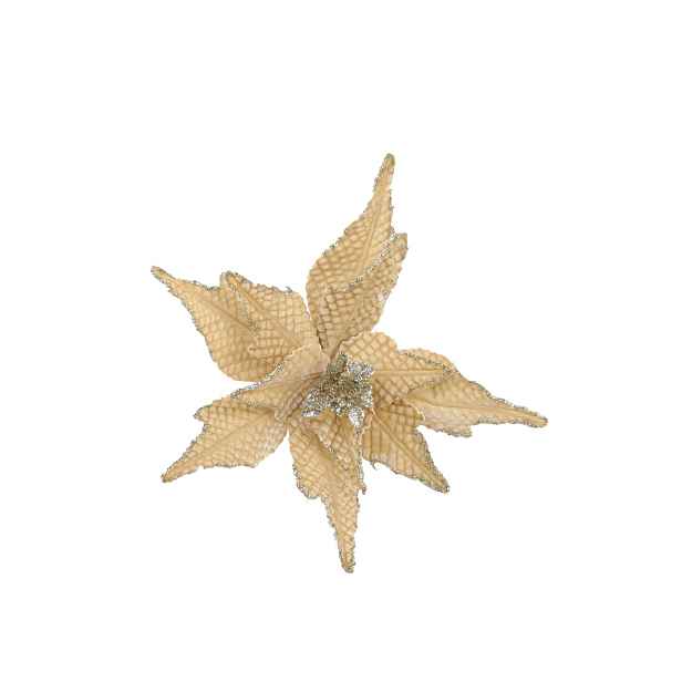 Jantarová vánoční ozdoba květina hvězda Poinsettia  na klipu - 25*6 cm Chic Antique