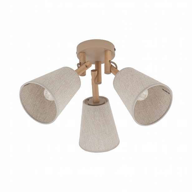 Stropní nástěnné svítidlo Béžová Vaio Len Dřevo 3 Zdroje E27 boho Tk Lighting