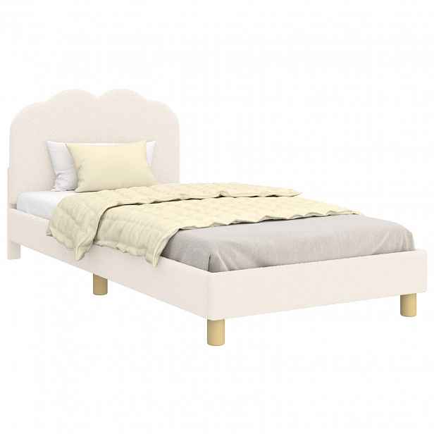 vidaXL Rám postele pro děti s čelem s čelo Krémová 90 x 190 cm Bouclé