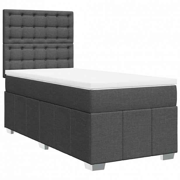 vidaXL Box spring postel s matrací tmavě šedá 80 x 200 cm textil