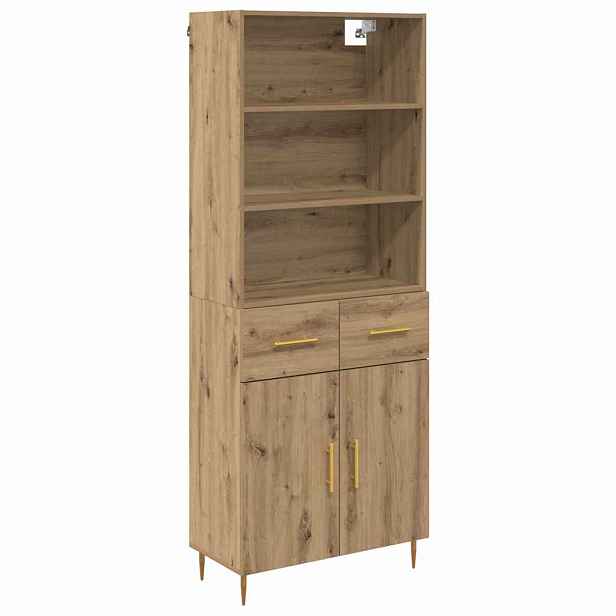 vidaXL Vysoký bufet Artisanový dub 69,5 x 34 x 180 cm Kompozitní dřevo