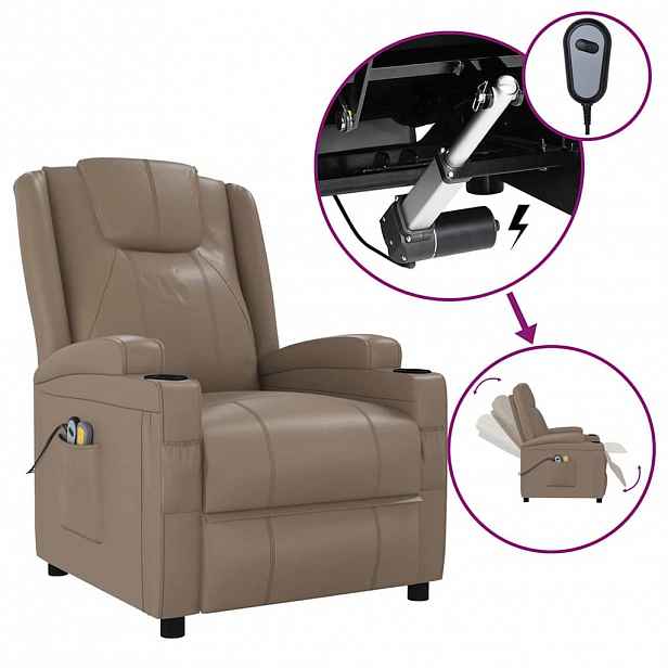 vidaXL Elektrické masážní křeslo cappuccino umělá kůže