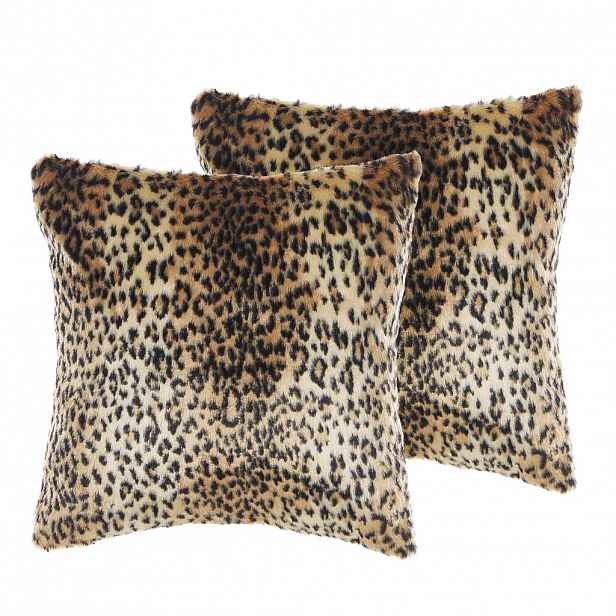 Beliani DEKORATIVNÍ POLŠTÁŘ sada 2 ks Hnědý 45/45 cm Foxtail