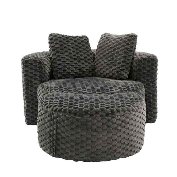 Redom LÁTKOVÉ křeslo s podnožkou 130/115/103 cm bez montáže s ergonomickým sezením a 360° designem, Tmavě šedá