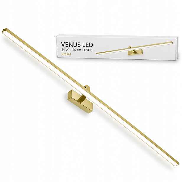 Zlatá koupelnová lampa Venus 24W 120 cm Led nad zrcadlo 4200K IP44 1640lm