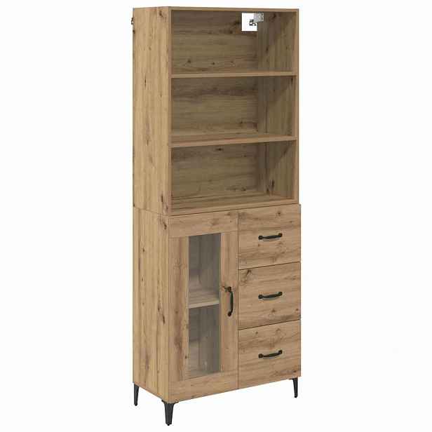 vidaXL Vysoký bufet Artisanový dub 69,5 x 34 x 180 cm Kompozitní dřevo