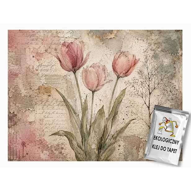 Fototapeta Flizelina Květiny Tulipány Fresk Vintage Retro 312x219 130g