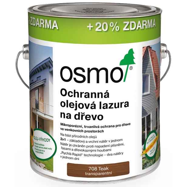 Lazura olejová ochranná Osmo 708 teak, 3 l