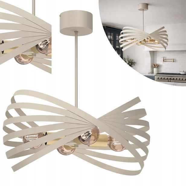 Ozdobná závěsná lampa béžová a zlatá do obýváku, ložnice, moderní Luminex