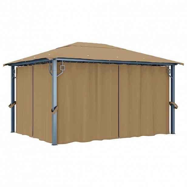 vidaXL Altán se závěsy 400 x 300 cm taupe hliník