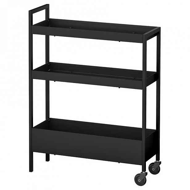 Ikea Nissafors Mobilní vozík, černý, 50.5x19x67 cm, ocel