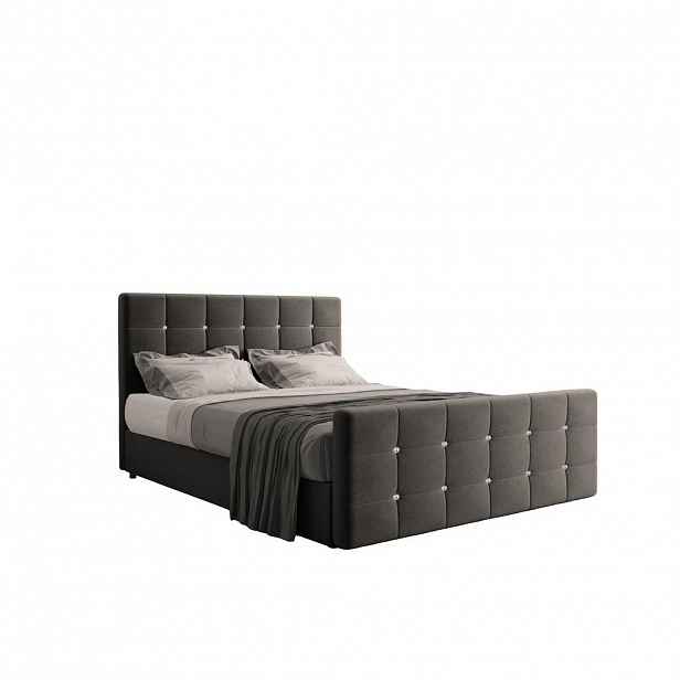 Kaiser Möbel KONTINENTÁLNÍ POSTEL s úložným prostorem, matrací a topperem ROMA 180x200 cm Tmavě šedá H2-Pocket