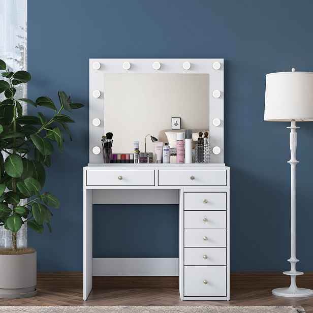 Kalune Design Toaletní stolek Melissa 03 s LED zrcadlem bílý