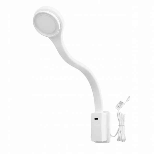 Lampa Noční Led do postele Ložnice Ohebná Šroubovací 12V DC Bílá Flexi Usb